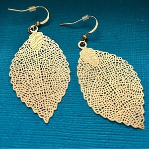1.5” gold plated leaf earrings